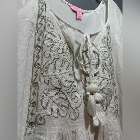 Lilly Pulitzer Amisa Tunic Dress White  and gold Dress - Picture 4 of 11